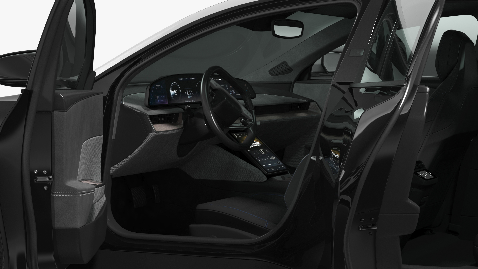 3D Lucid Air Electric Luxury Sedan Black Rigged for Cinema 4D model