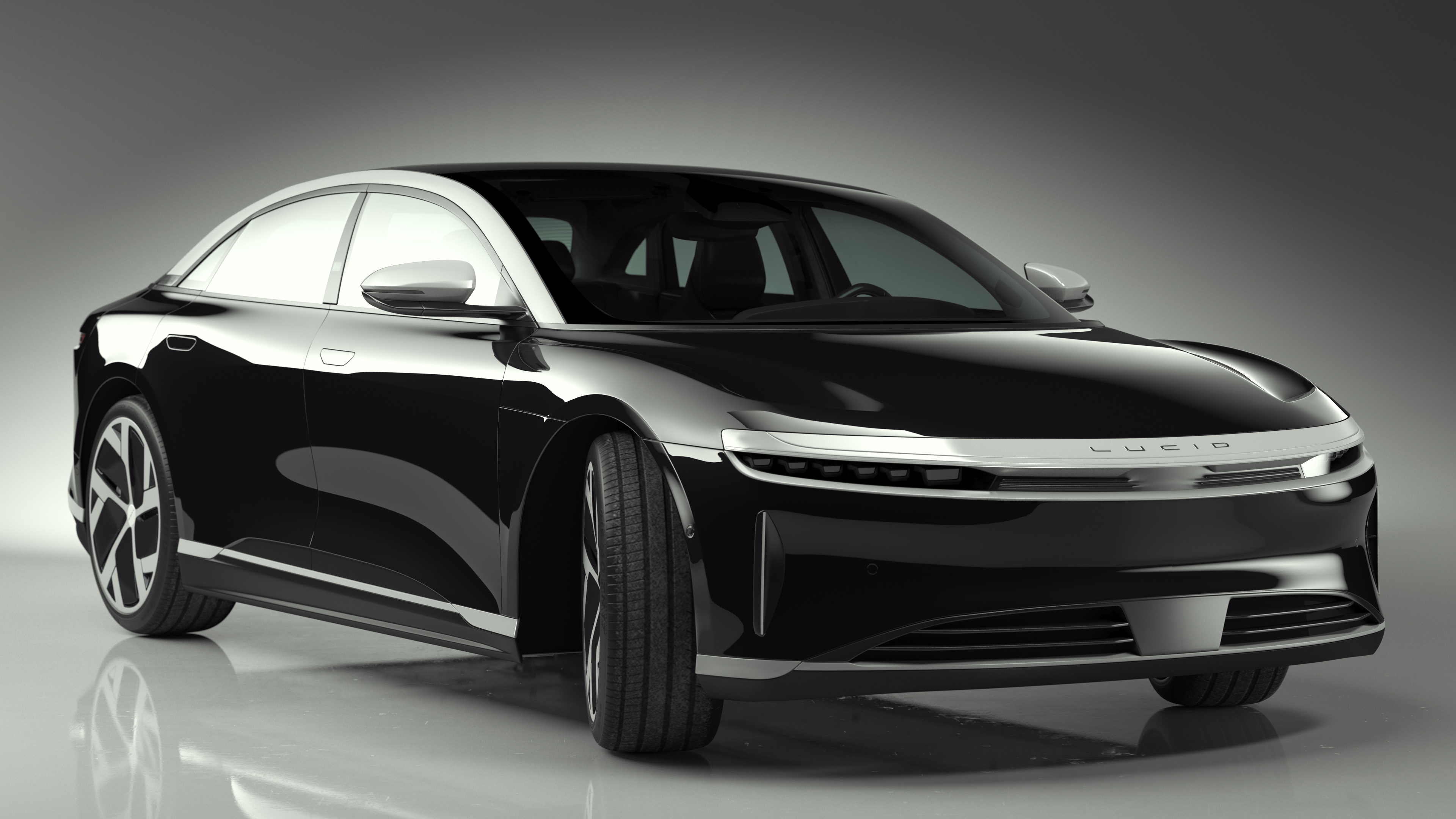 3D Lucid Air Electric Luxury Sedan Black Rigged for Cinema 4D model