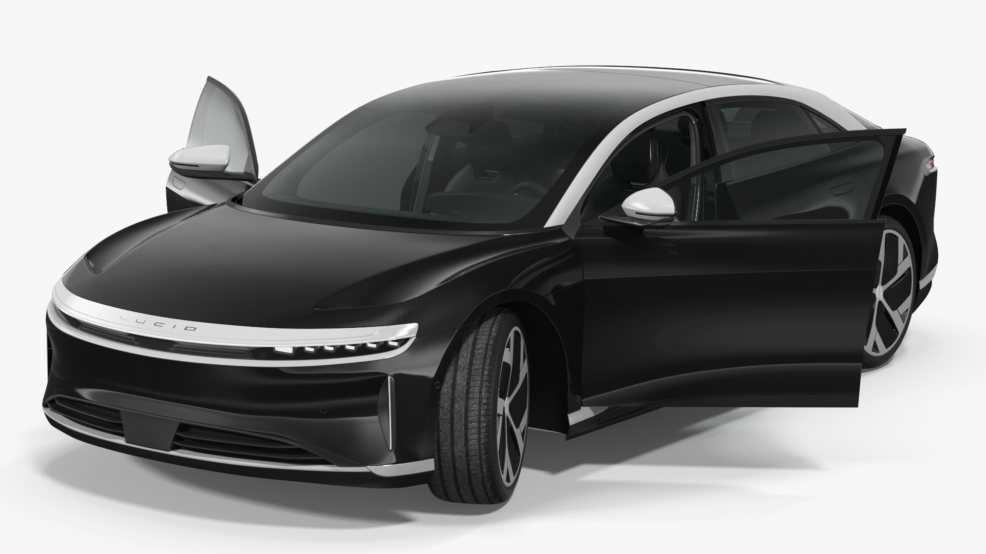 3D Lucid Air Electric Luxury Sedan Black Rigged for Cinema 4D model