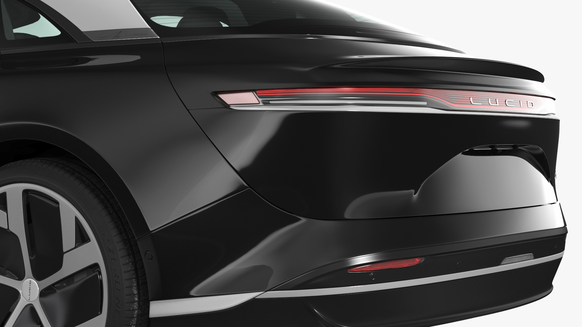 3D Lucid Air Electric Luxury Sedan Black Rigged for Cinema 4D model