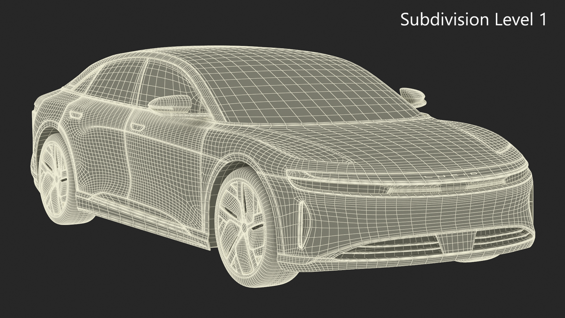 3D Lucid Air Electric Luxury Sedan Black Rigged for Cinema 4D model