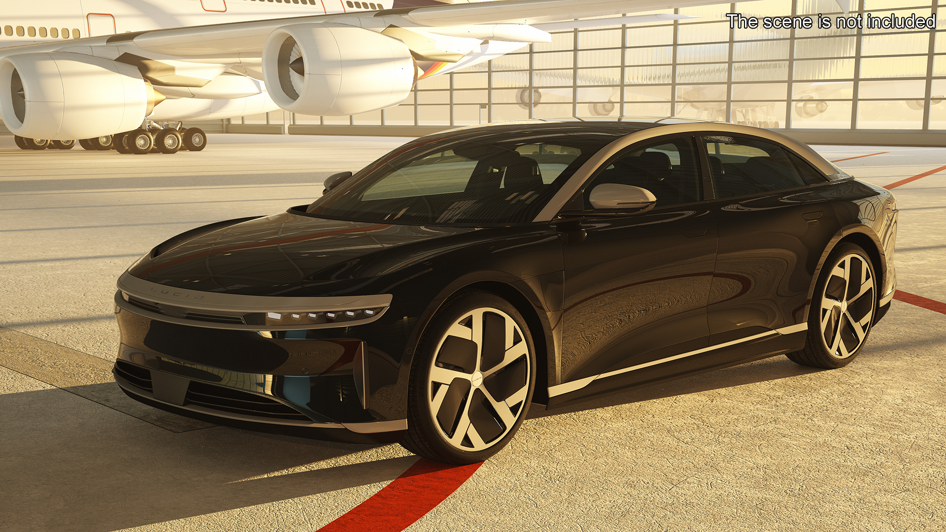 3D Lucid Air Electric Luxury Sedan Black Rigged for Cinema 4D model