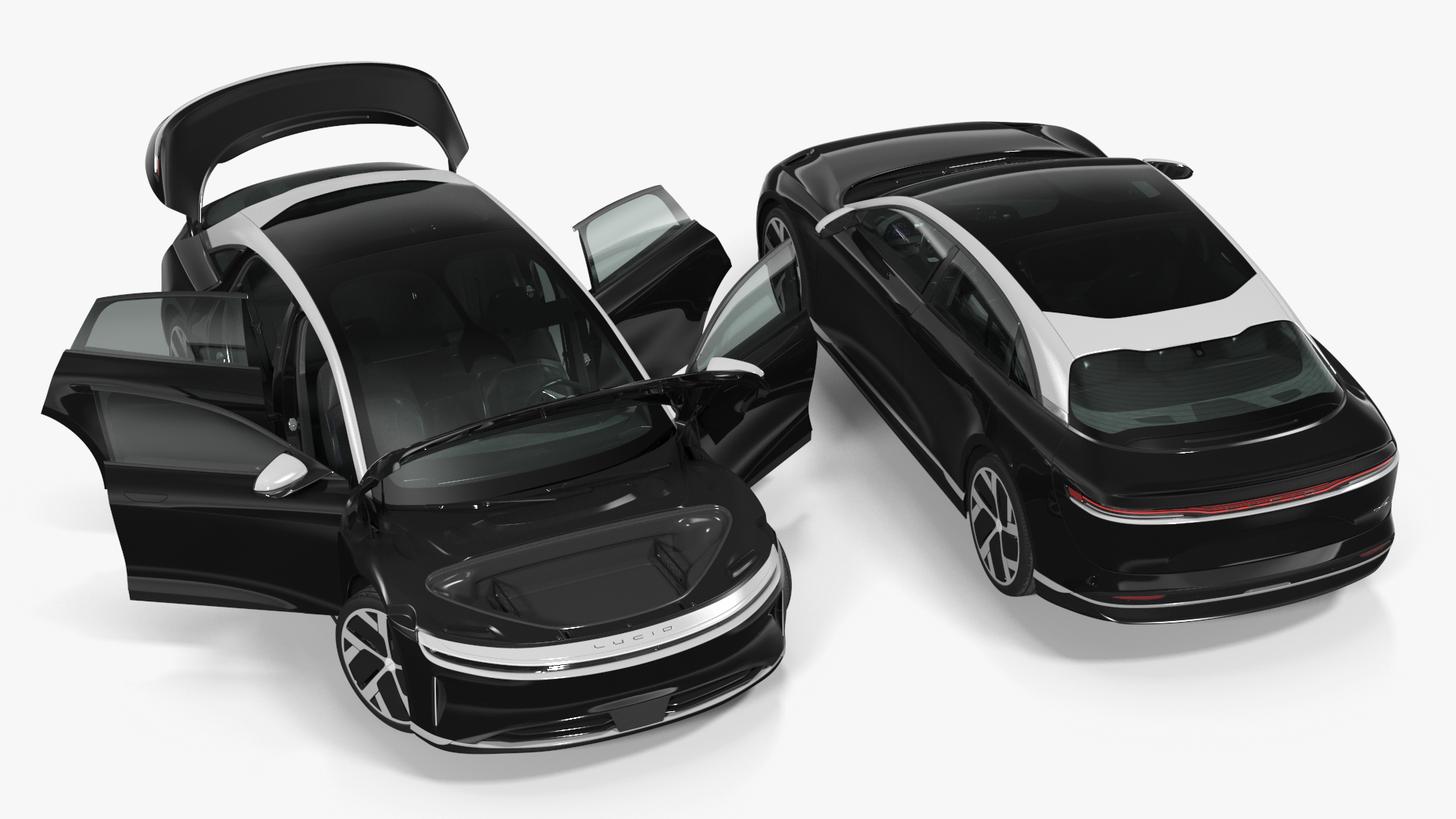 3D Lucid Air Electric Luxury Sedan Black Rigged for Cinema 4D model