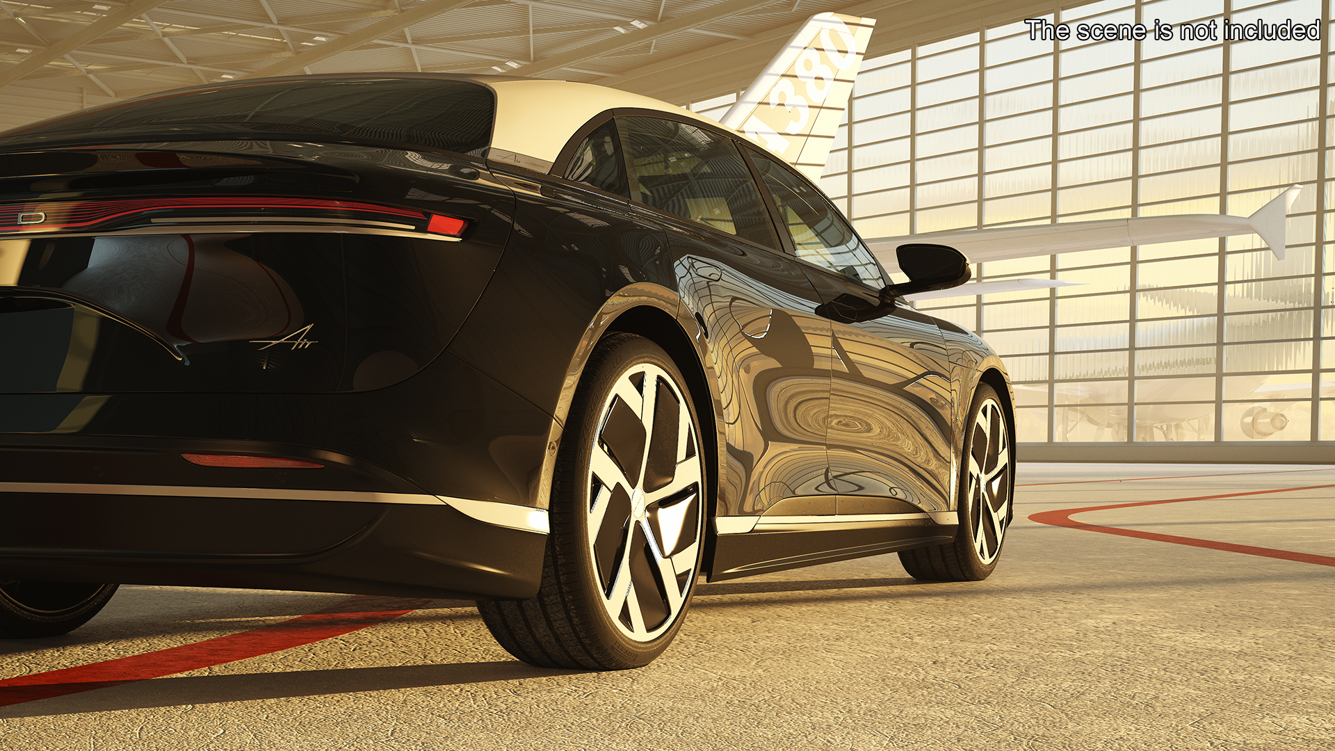 3D Lucid Air Electric Luxury Sedan Black Rigged for Cinema 4D model