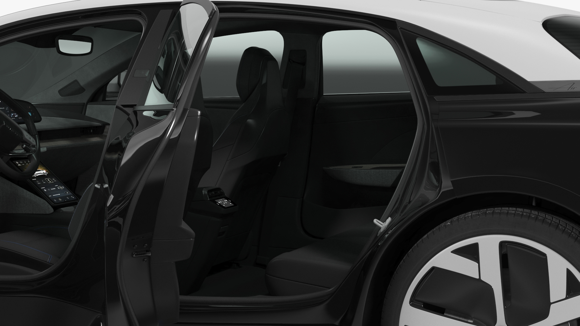 3D Lucid Air Electric Luxury Sedan Black Rigged for Cinema 4D model