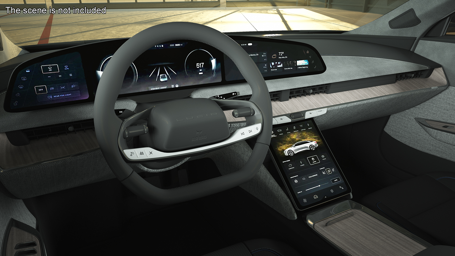 3D Lucid Air Electric Luxury Sedan Black Rigged for Cinema 4D model