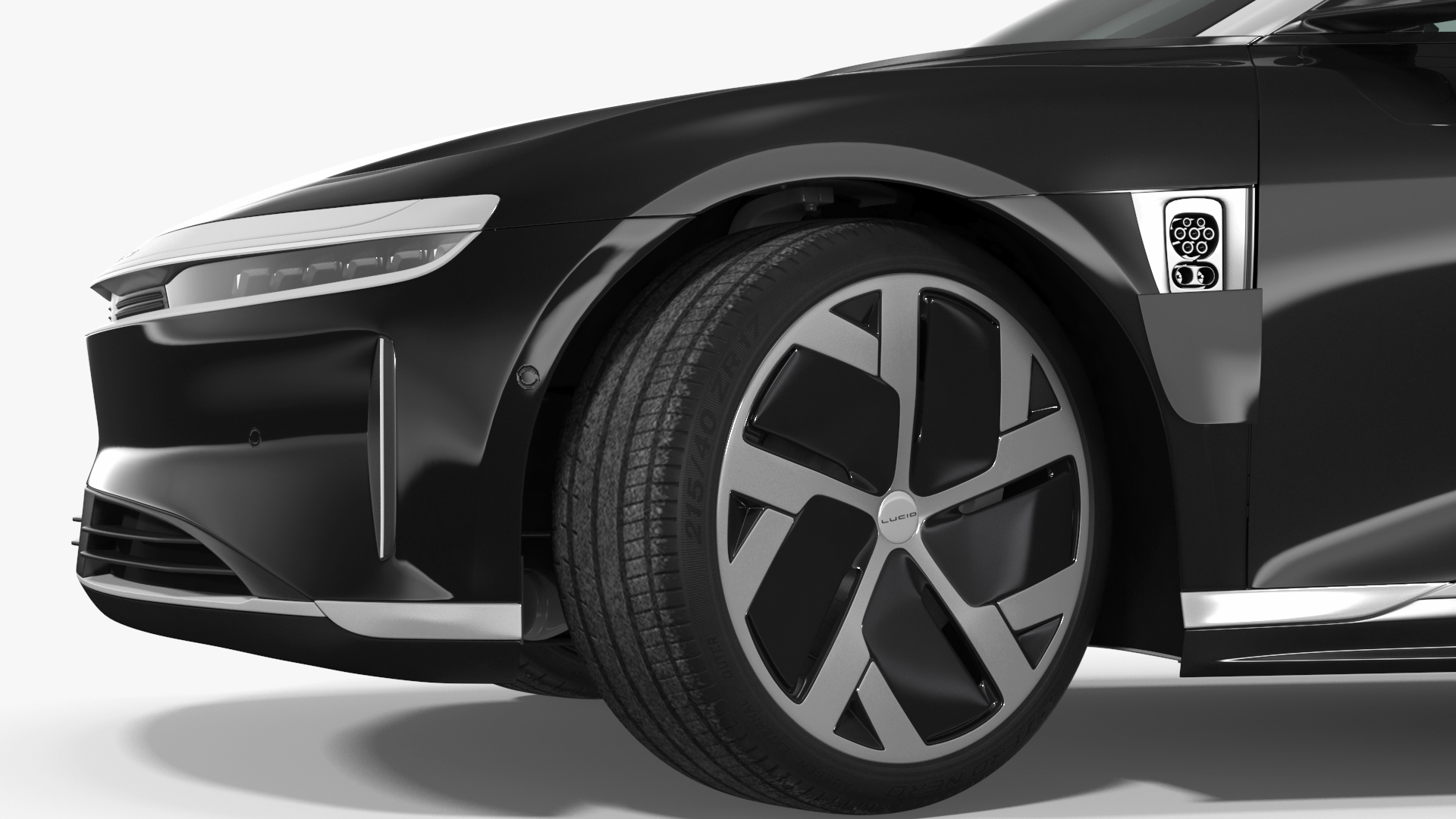 3D Lucid Air Electric Luxury Sedan Black Rigged for Cinema 4D model