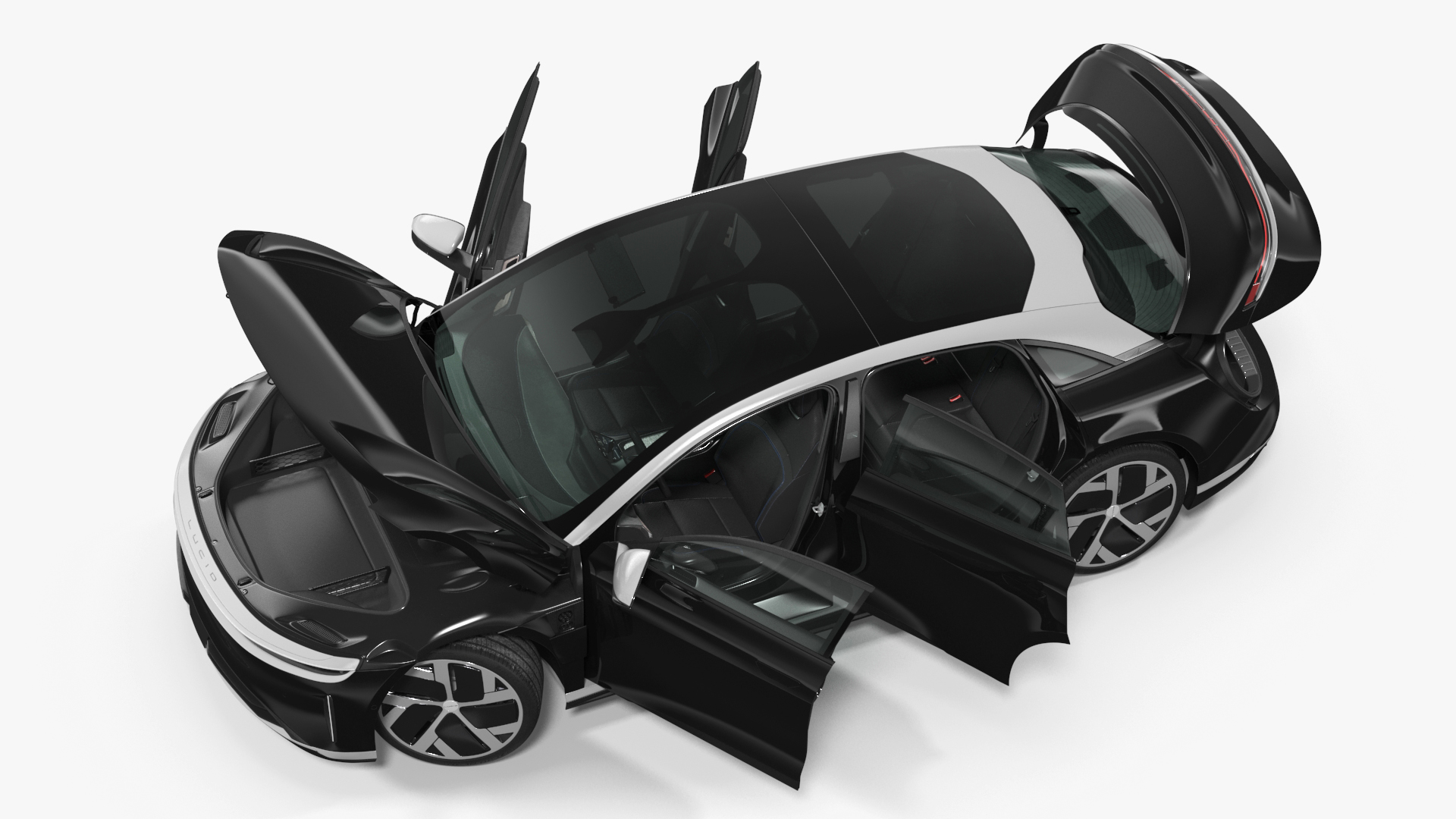 3D Lucid Air Electric Luxury Sedan Black Rigged for Cinema 4D model