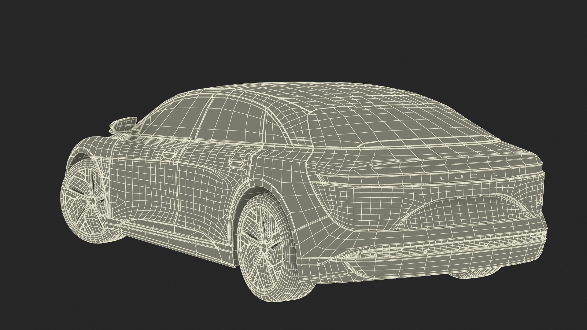 3D Lucid Air Electric Luxury Sedan Black Rigged for Cinema 4D model