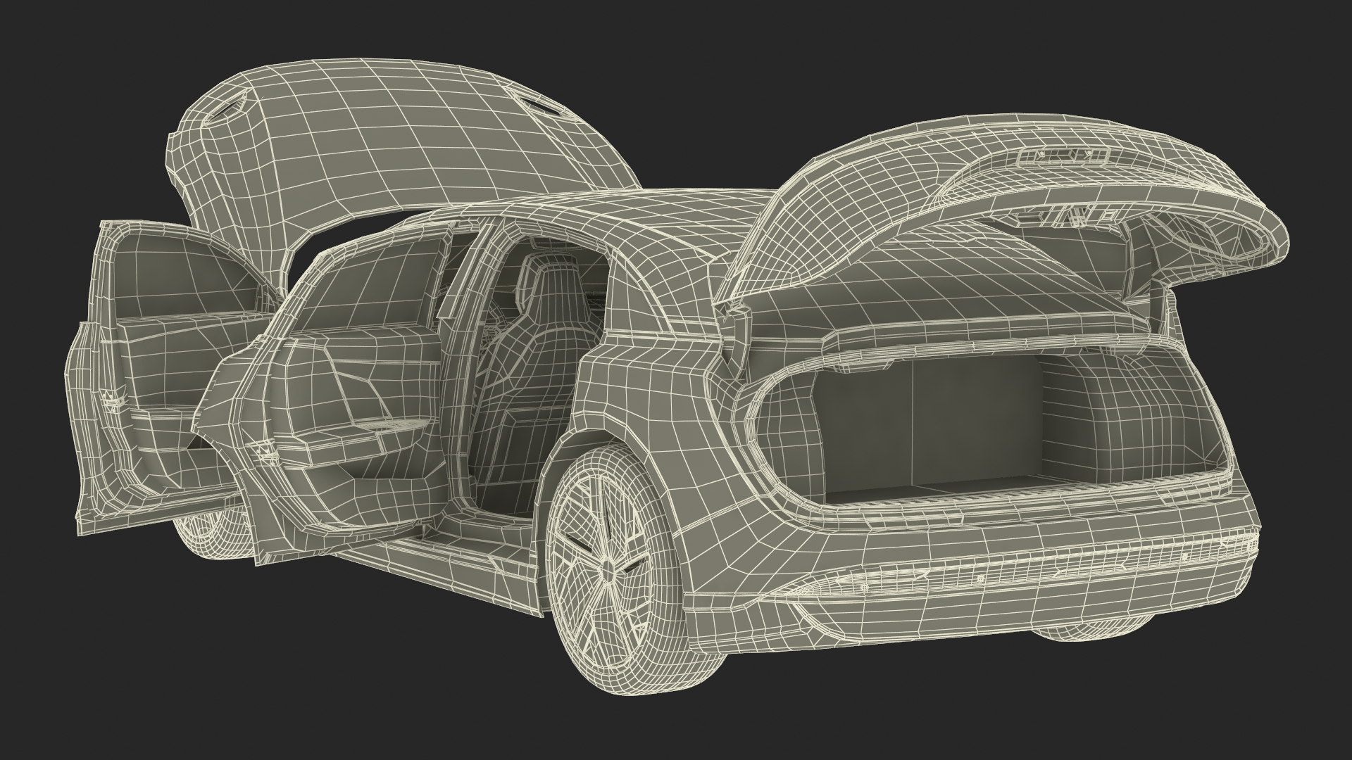 3D Lucid Air Electric Luxury Sedan Black Rigged for Cinema 4D model