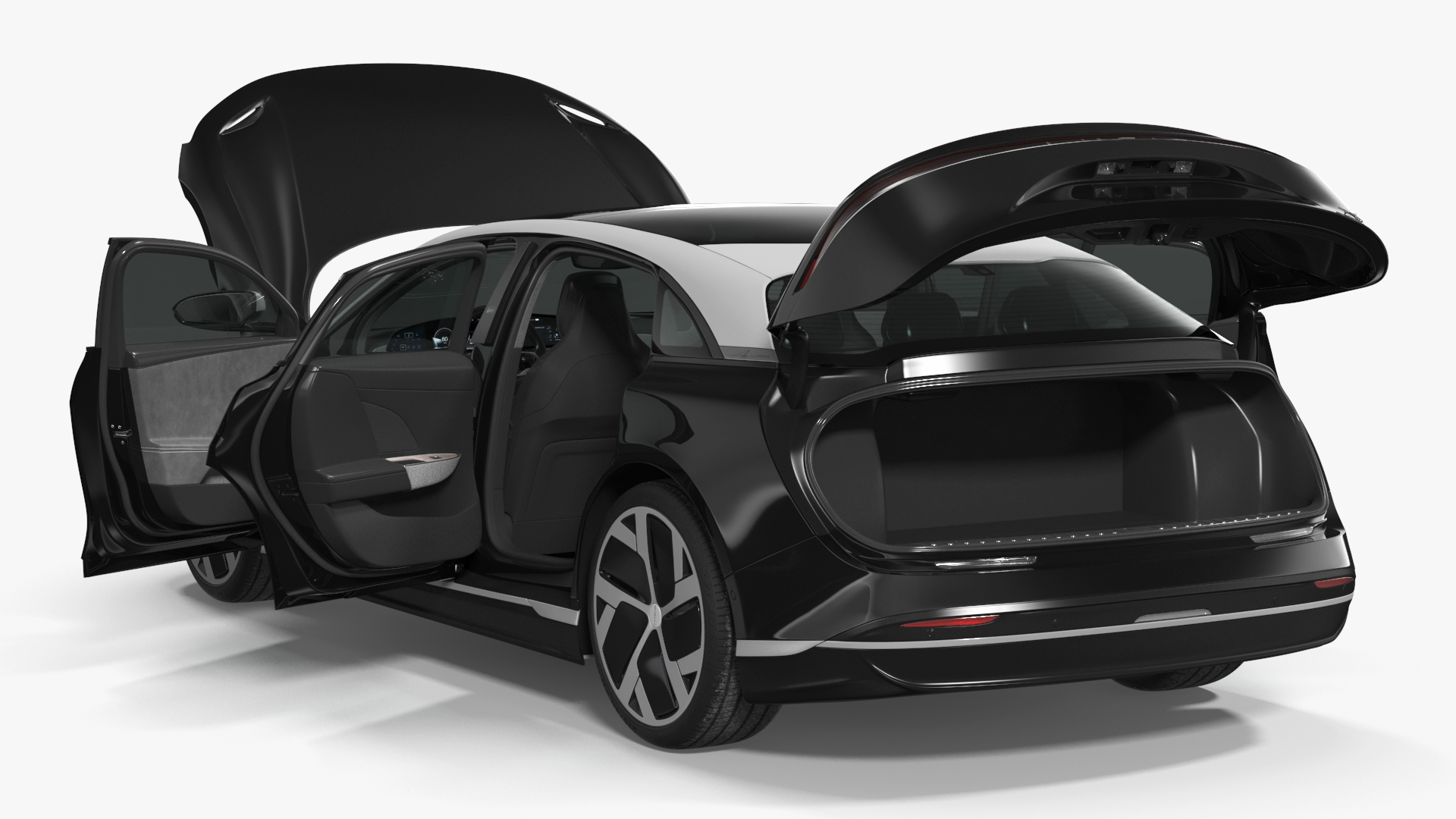 3D Lucid Air Electric Luxury Sedan Black Rigged for Cinema 4D model