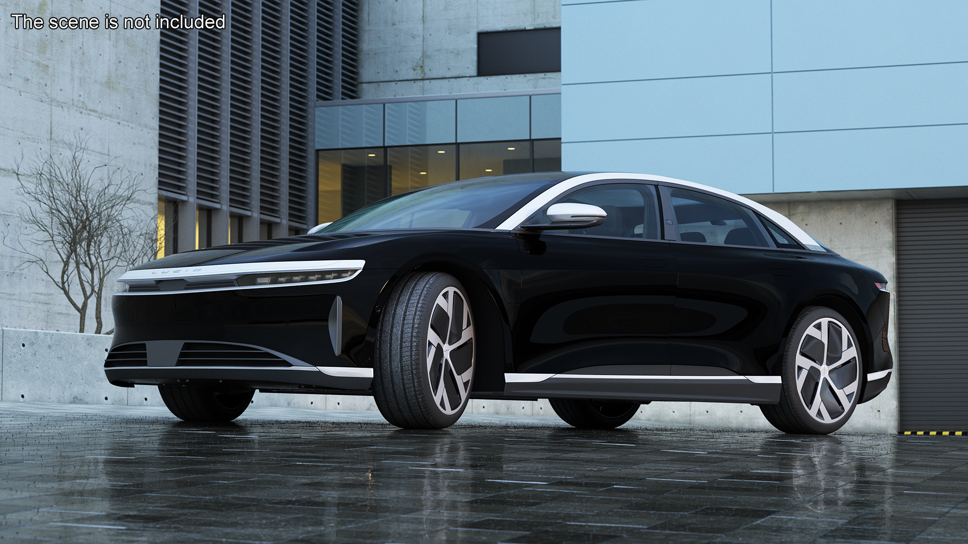 3D Lucid Air Electric Luxury Sedan Black Rigged for Cinema 4D model