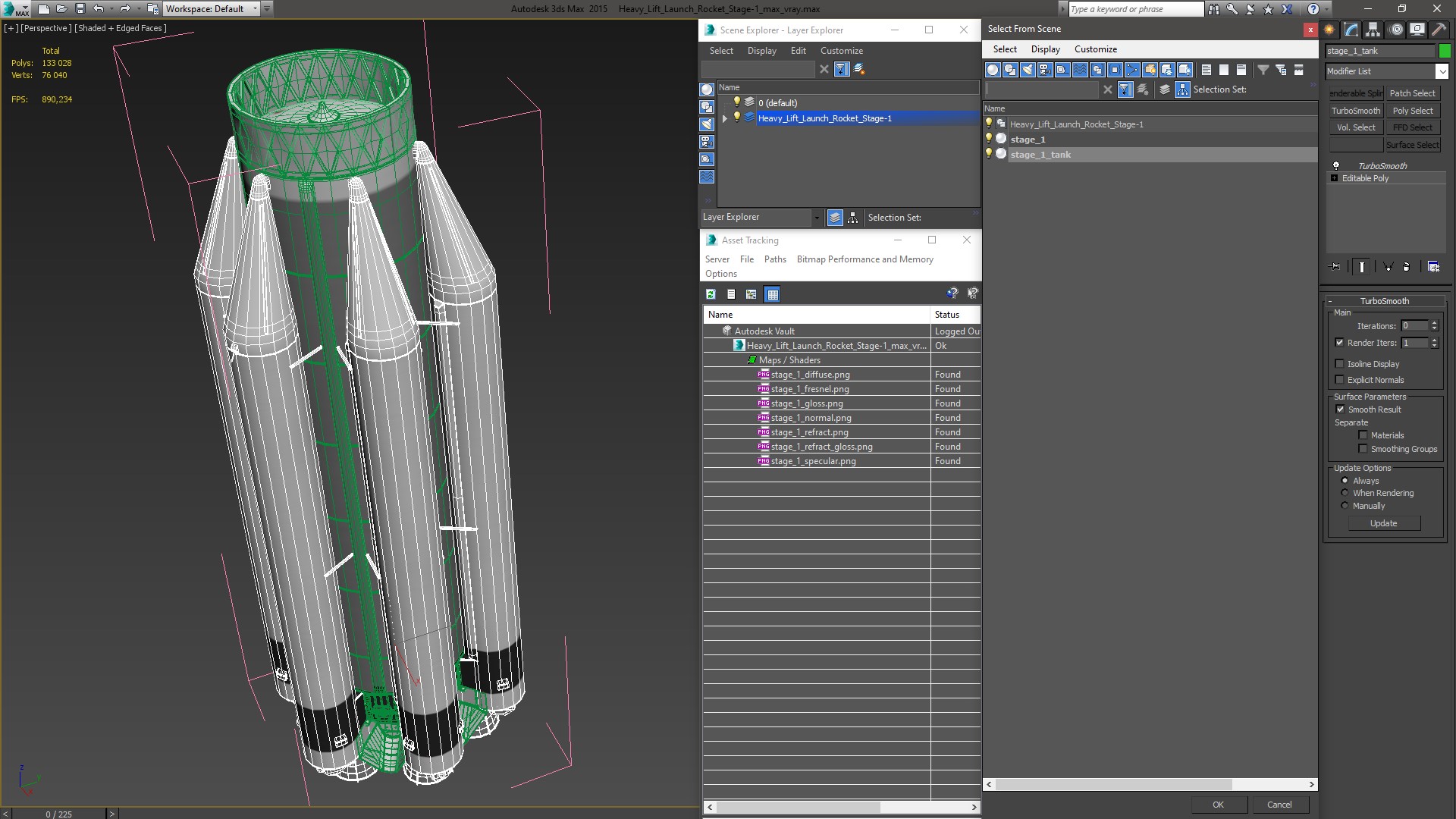 Heavy Lift Launch Rocket Stage-1 3D