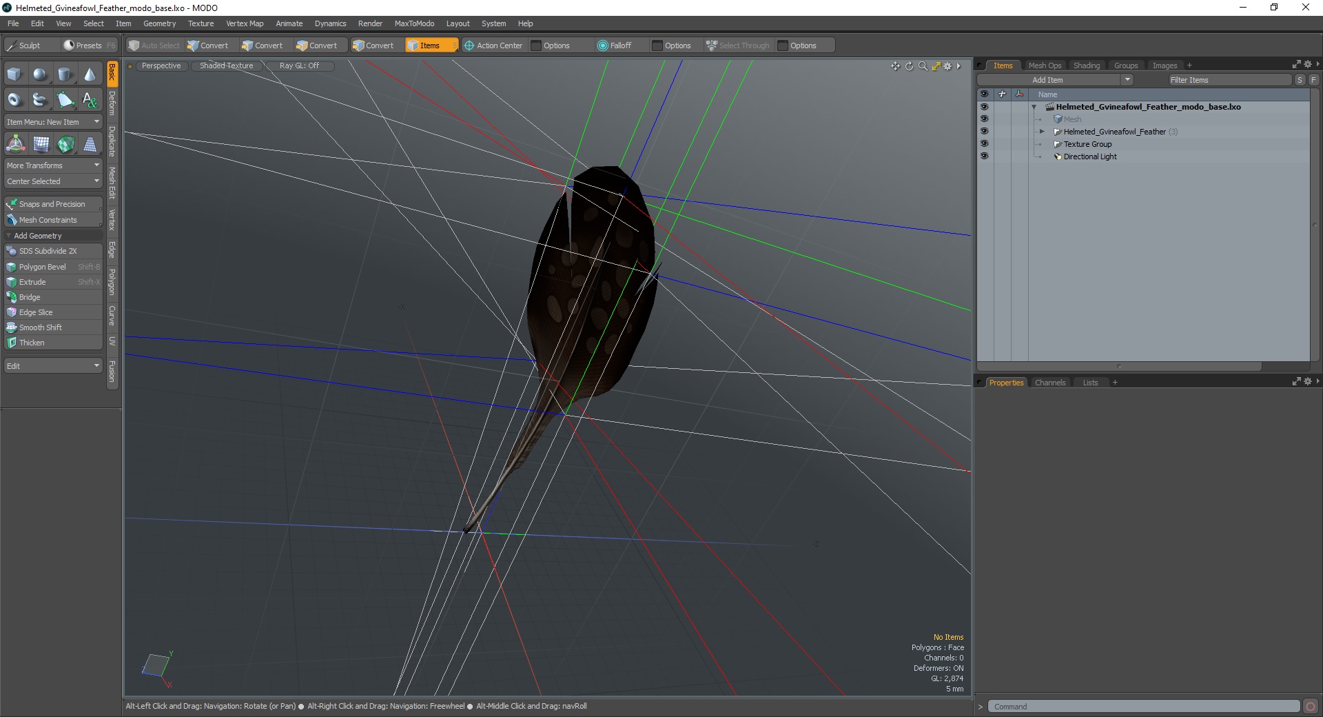 Helmeted Gvineafowl Feather 3D