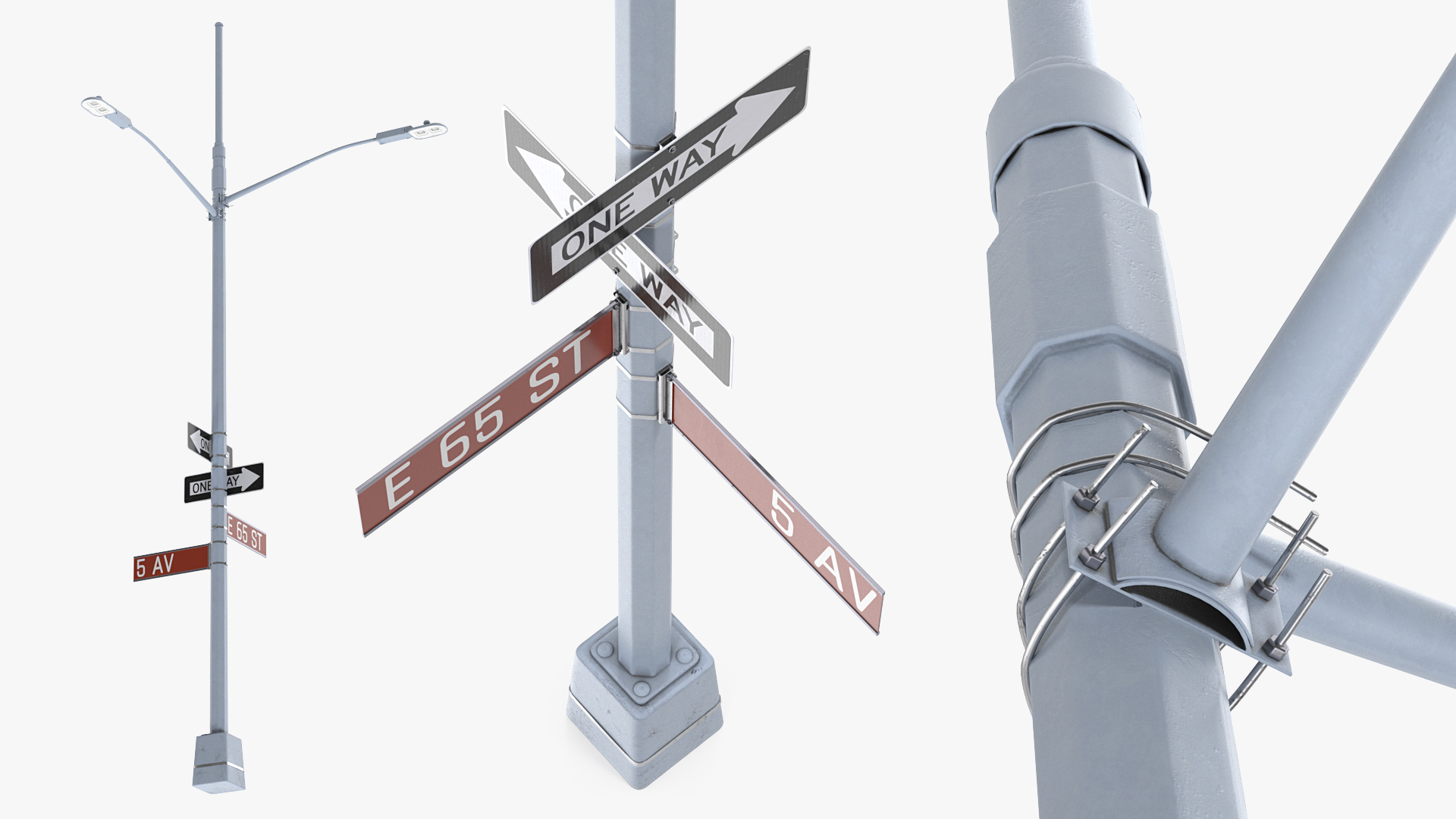 3D Street Post with LED Lamps