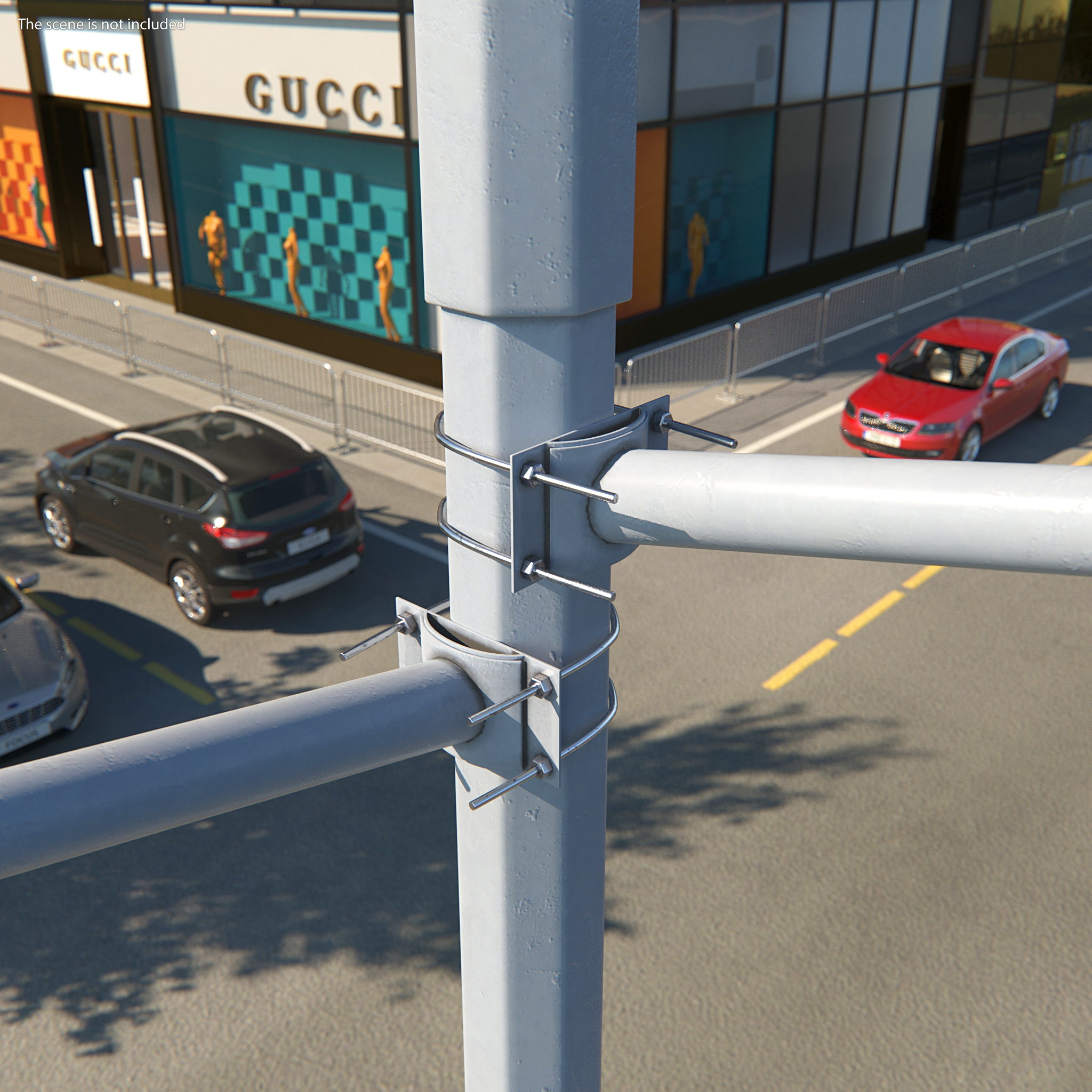 3D Street Post with LED Lamps