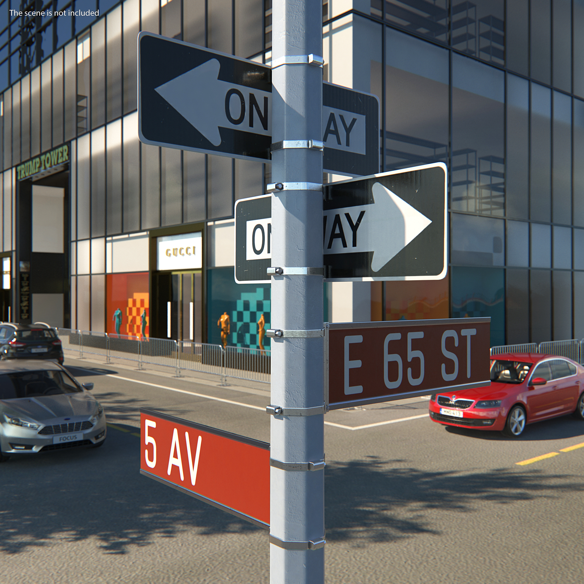 3D Street Post with LED Lamps
