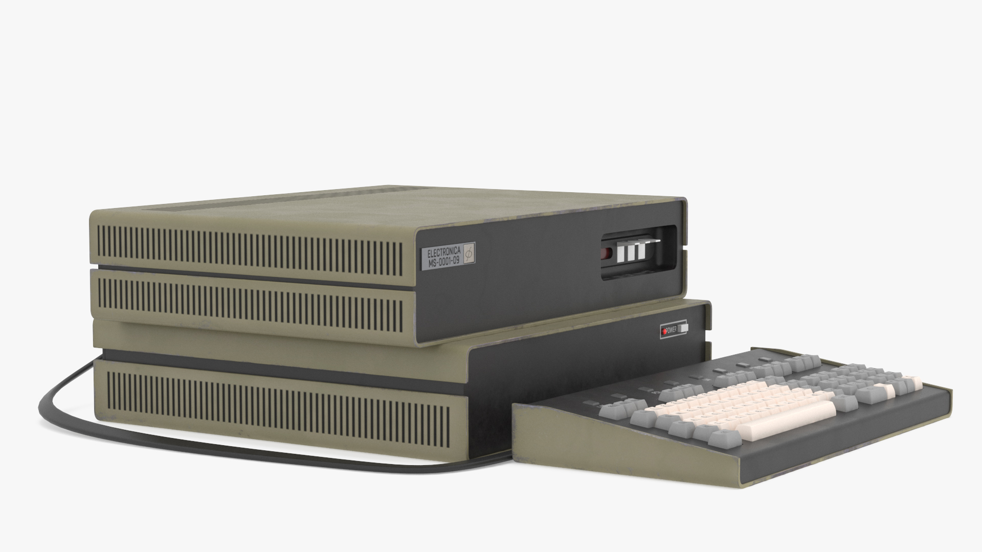 3D Vintage System Unit with Keyboard model