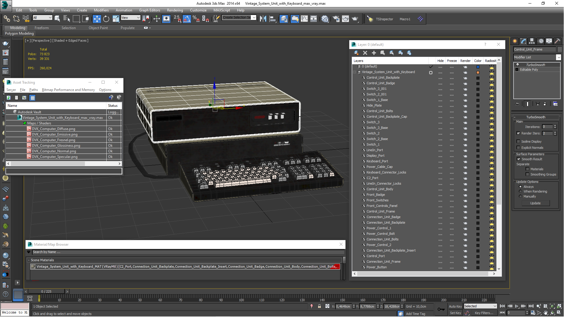 3D Vintage System Unit with Keyboard model