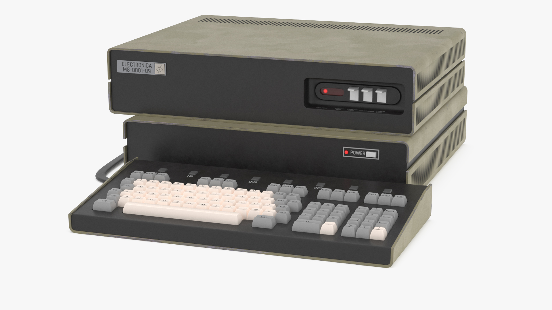 3D Vintage System Unit with Keyboard model