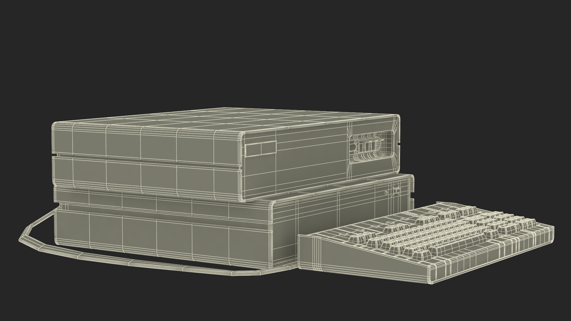 3D Vintage System Unit with Keyboard model