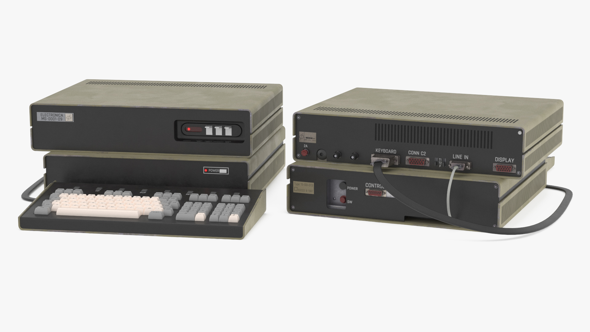 3D Vintage System Unit with Keyboard model