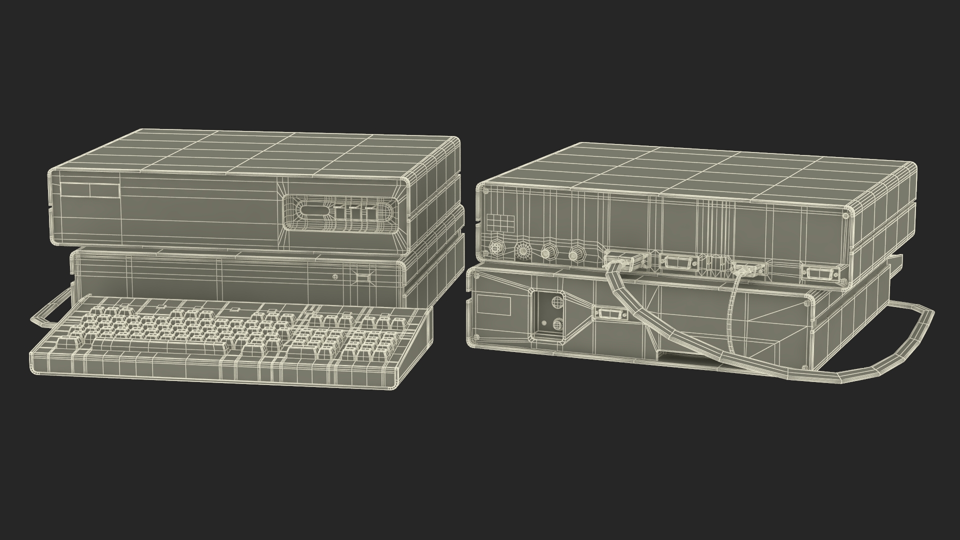 3D Vintage System Unit with Keyboard model