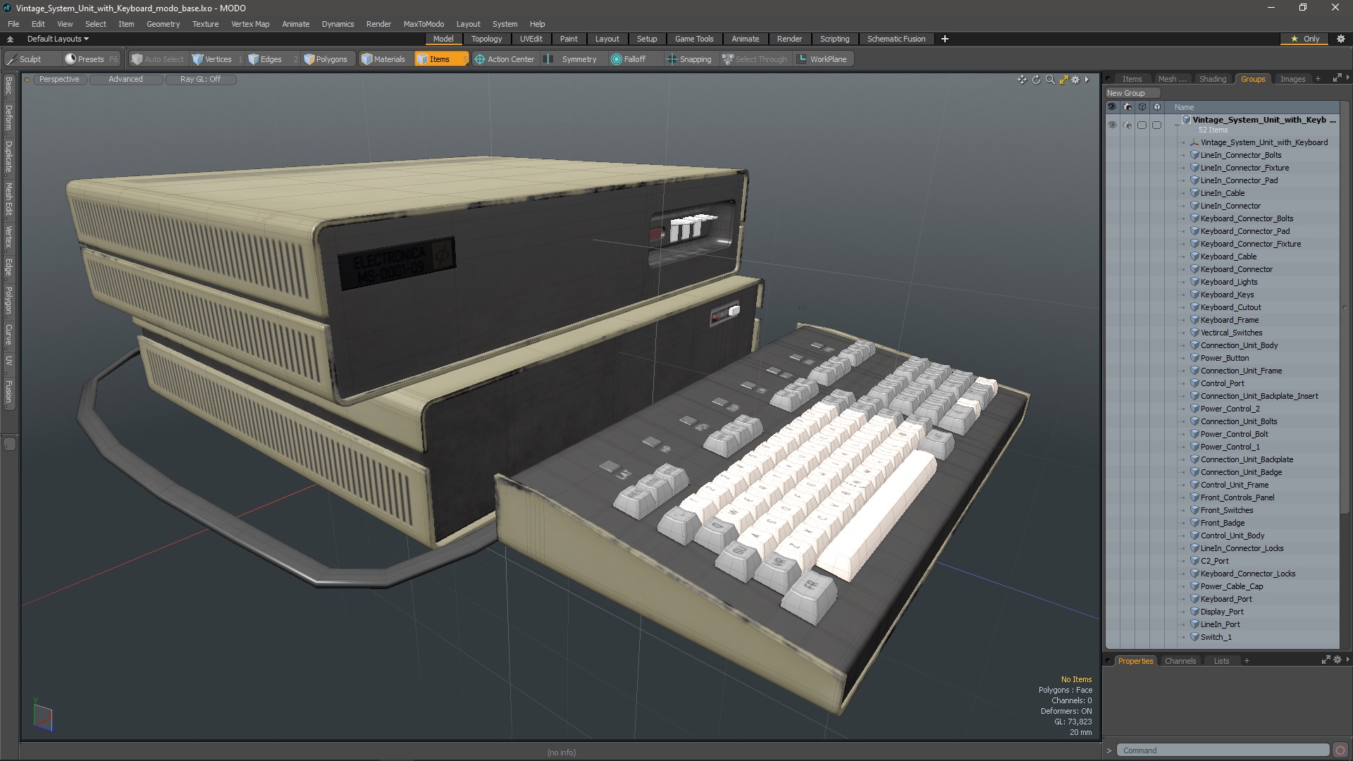 3D Vintage System Unit with Keyboard model