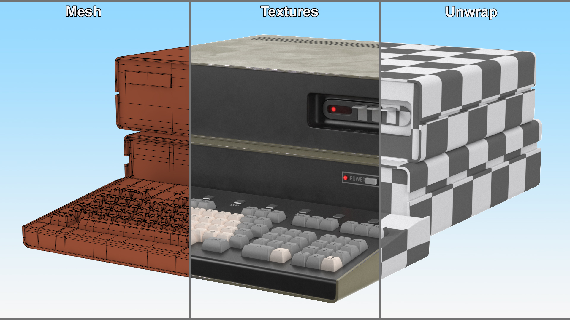 3D Vintage System Unit with Keyboard model