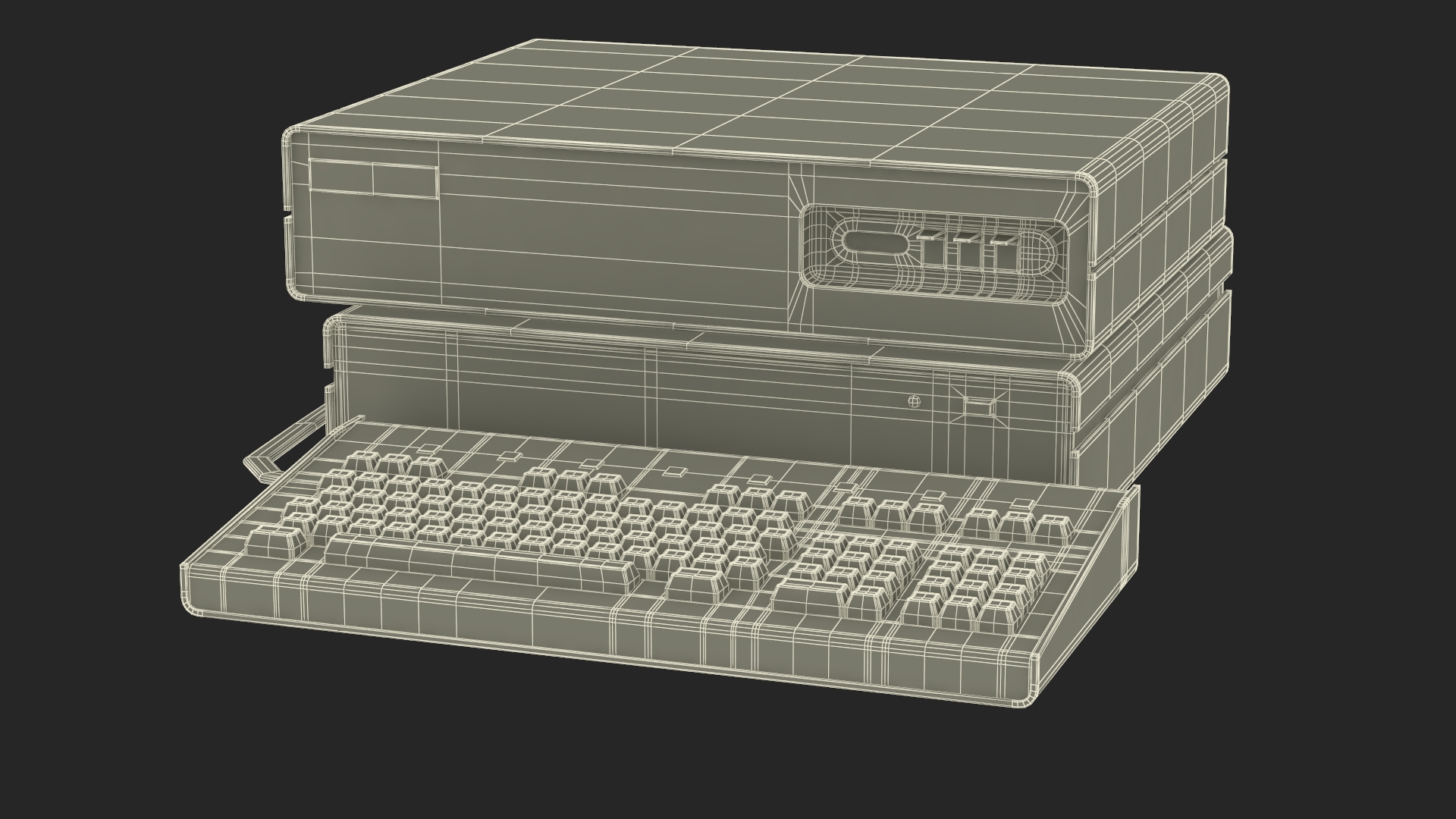 3D Vintage System Unit with Keyboard model