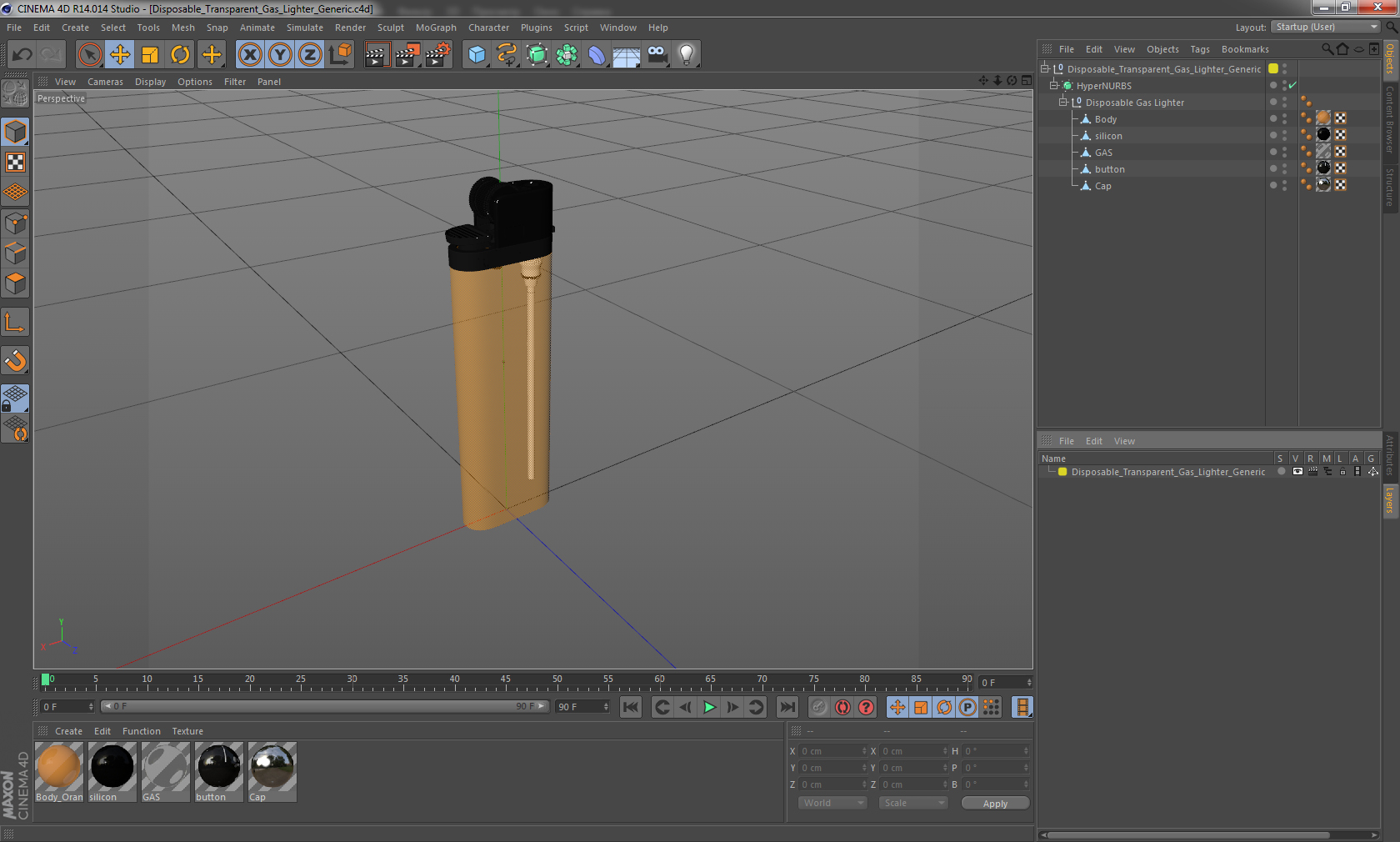 Disposable Transparent Gas Lighter Generic 3D