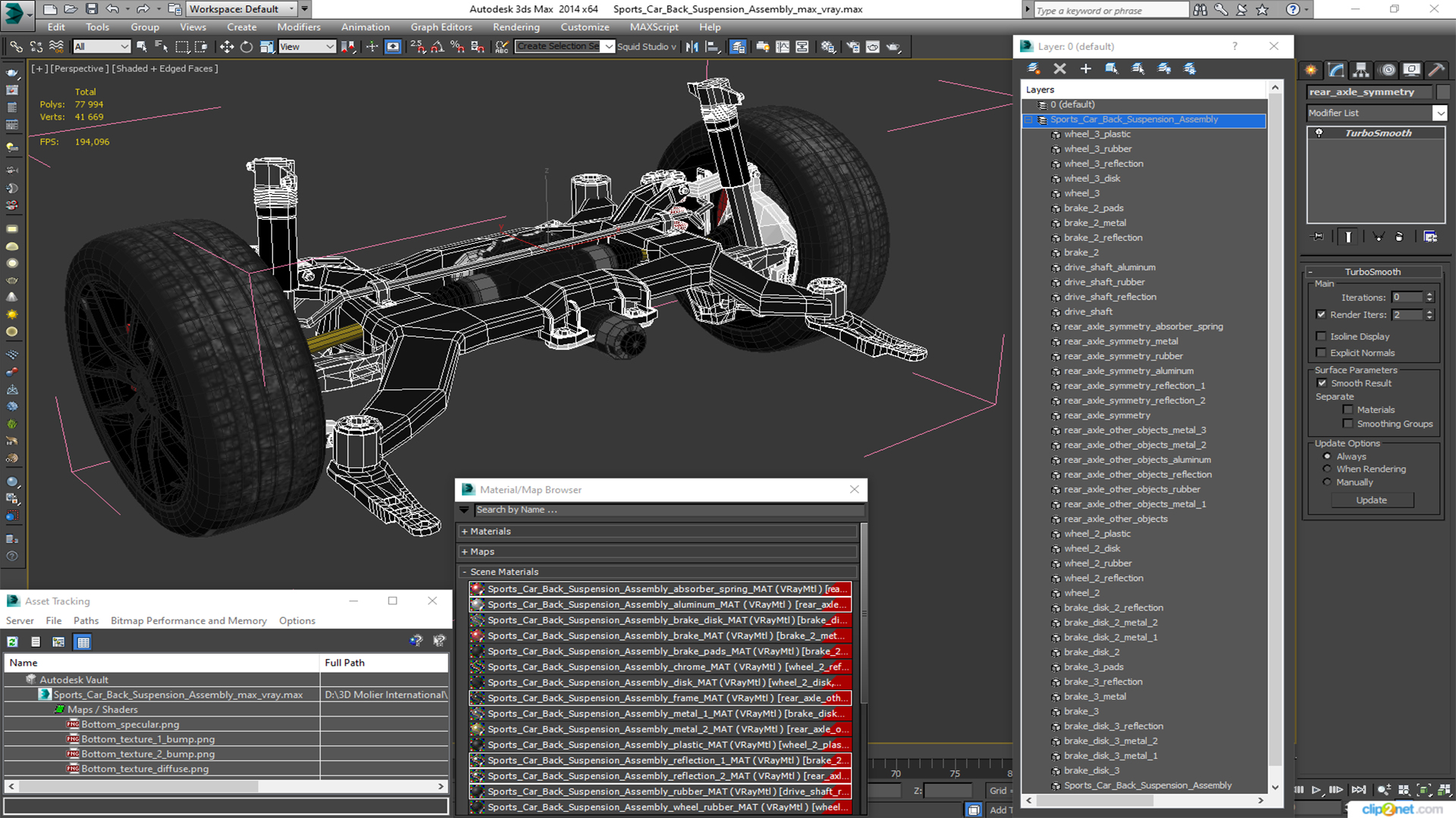 3D model Sports Car Back Suspension Assembly