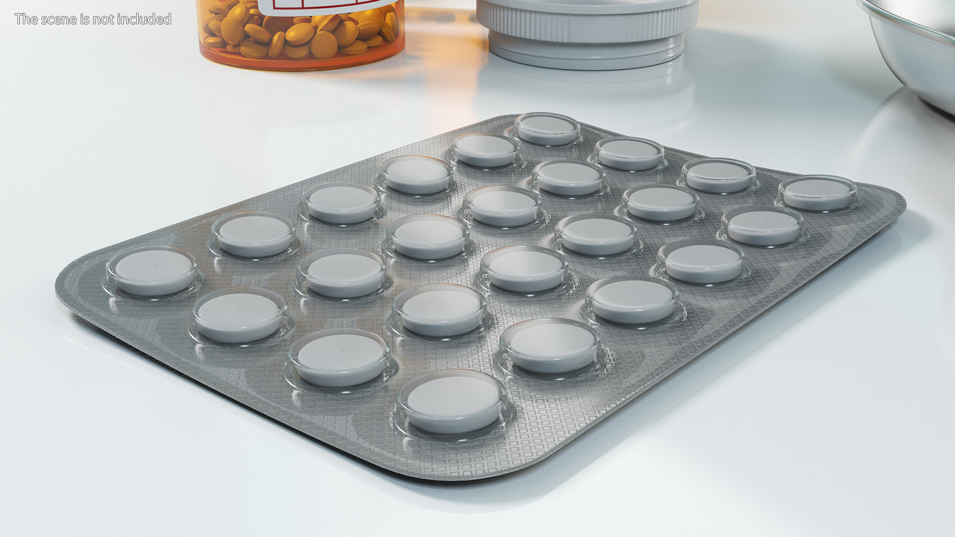 White Medicine Tablet In Blister Pack 3D