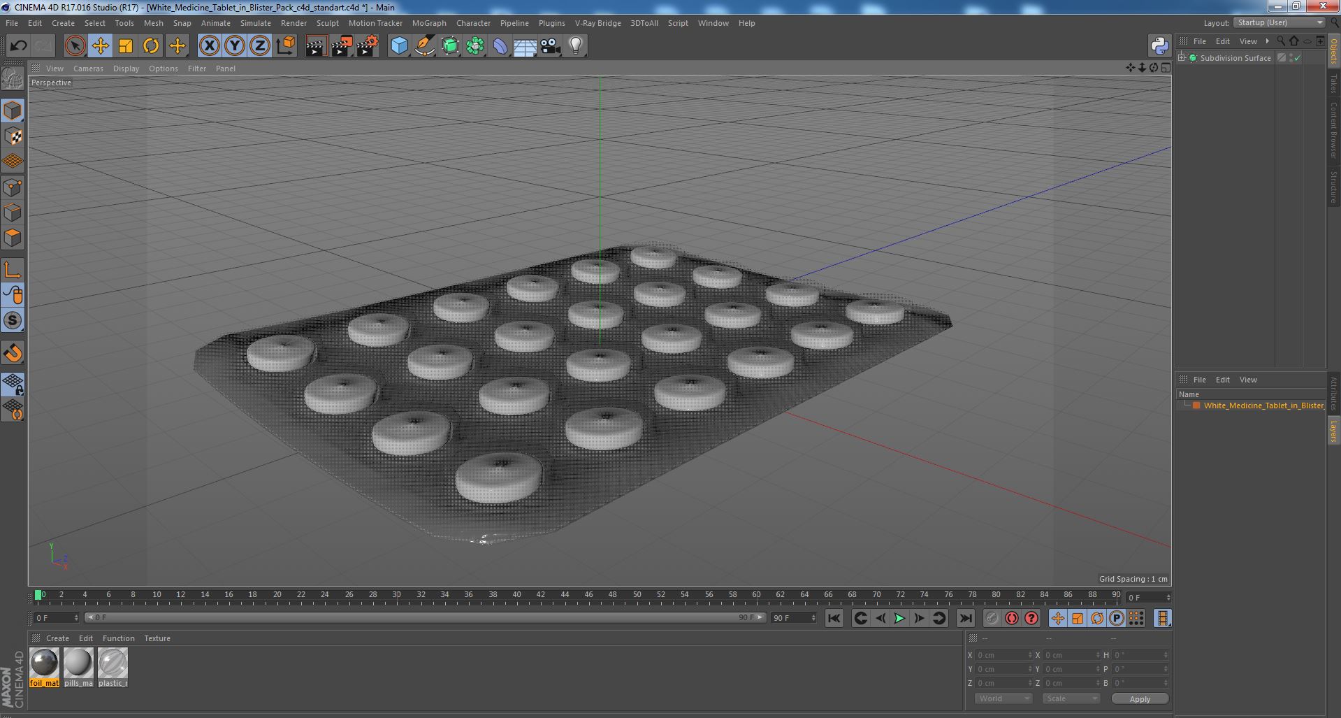 White Medicine Tablet In Blister Pack 3D