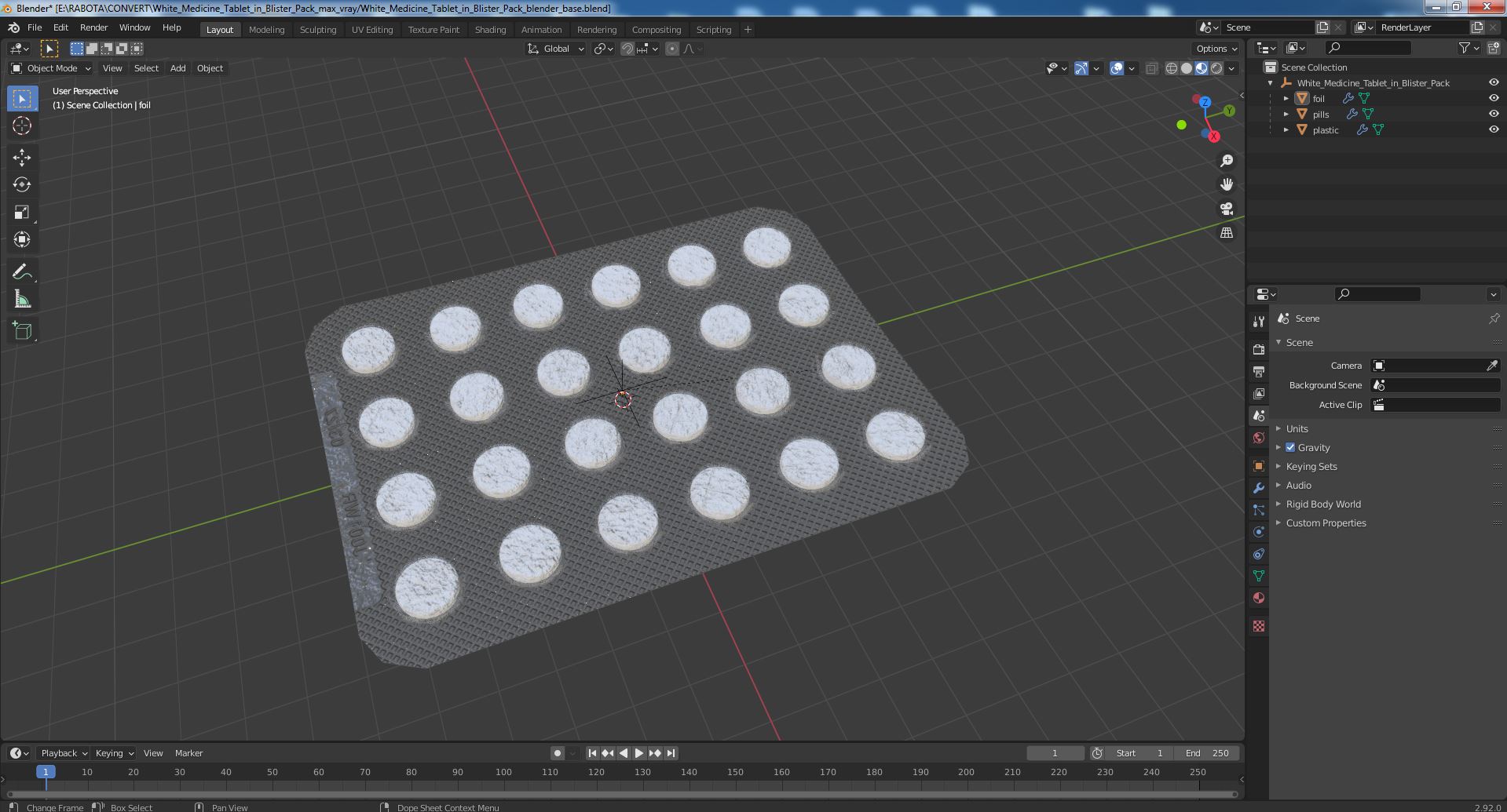 White Medicine Tablet In Blister Pack 3D