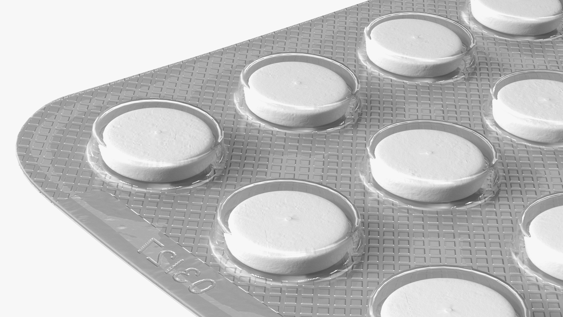White Medicine Tablet In Blister Pack 3D