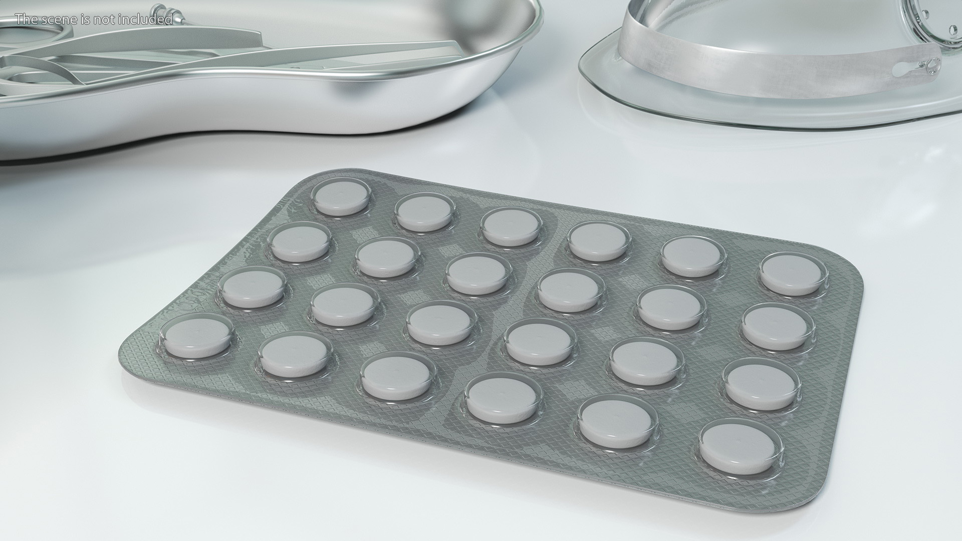 White Medicine Tablet In Blister Pack 3D