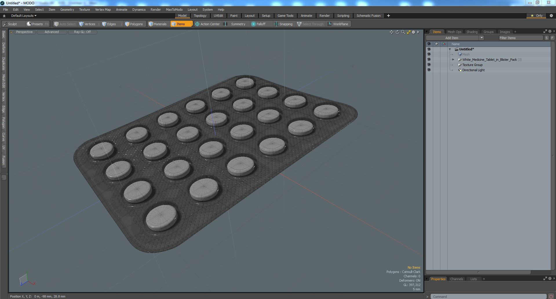 White Medicine Tablet In Blister Pack 3D