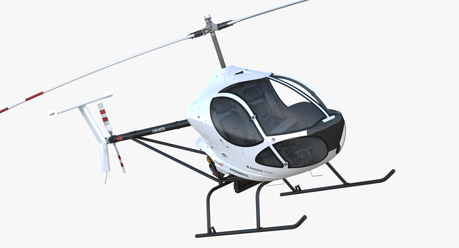 3D Ultra Light Helicopter Cicare 8 Rigged model