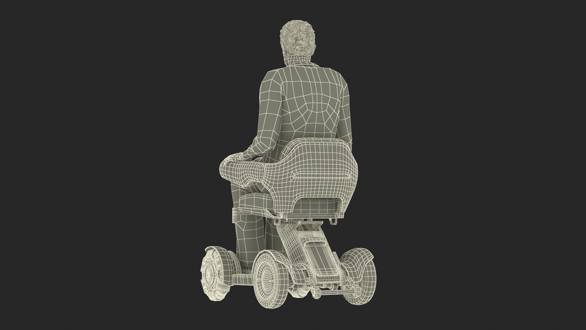 3D Mobility Scooter and Afro American Man model