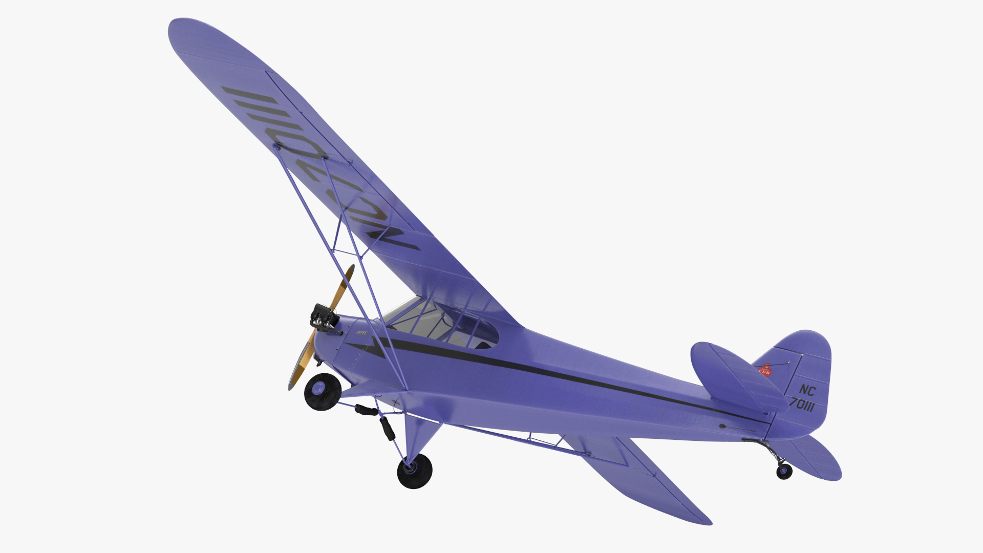 3D Piper J-3 Cub Light Aircraft model