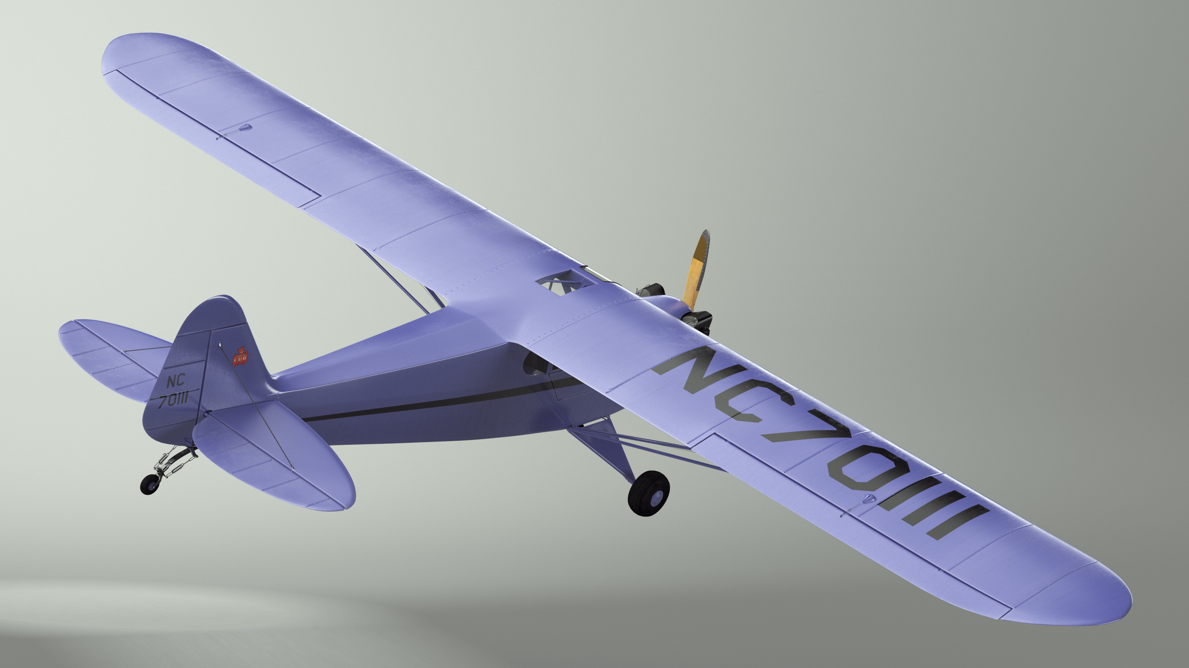 3D Piper J-3 Cub Light Aircraft model