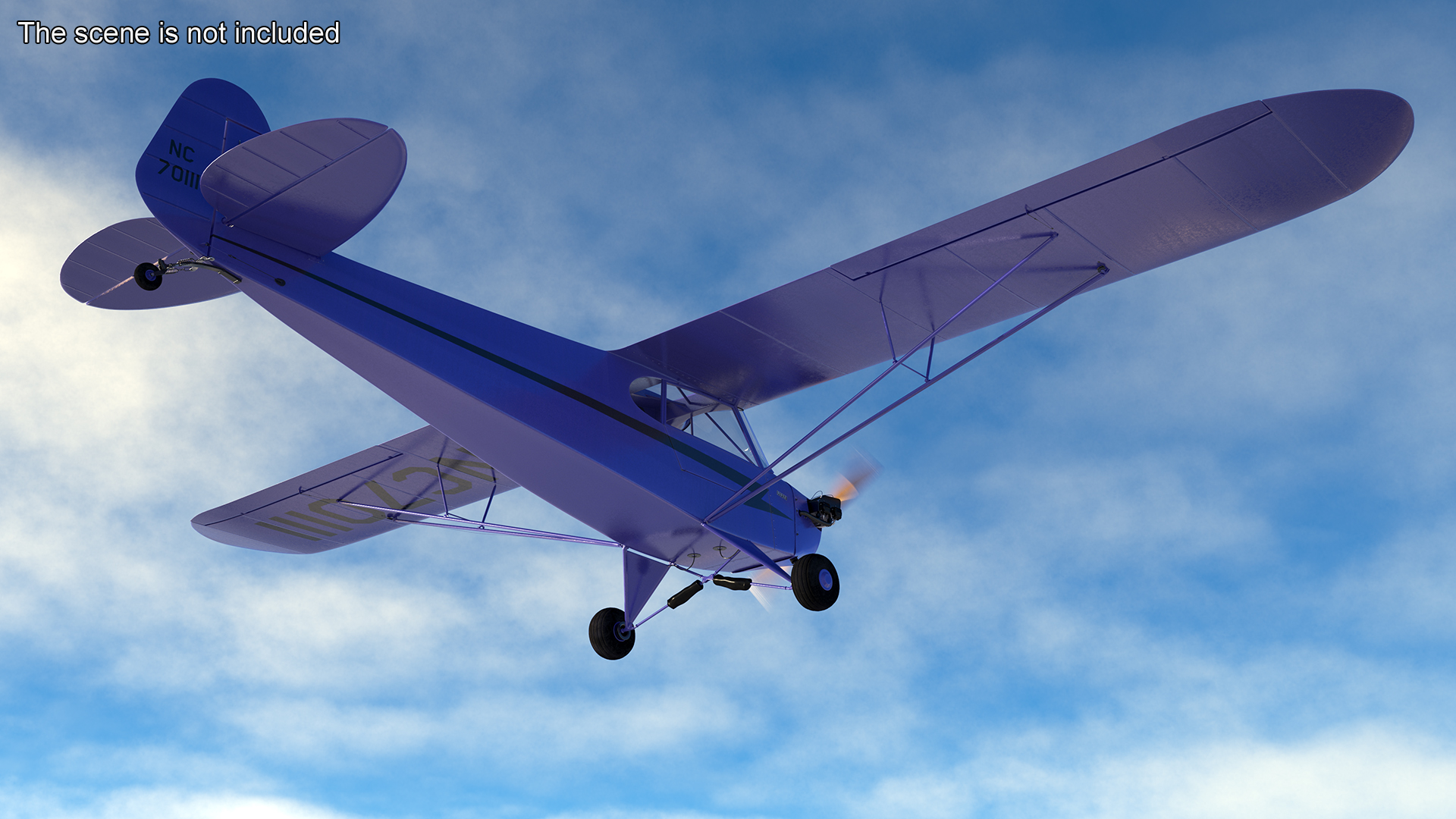 3D Piper J-3 Cub Light Aircraft model