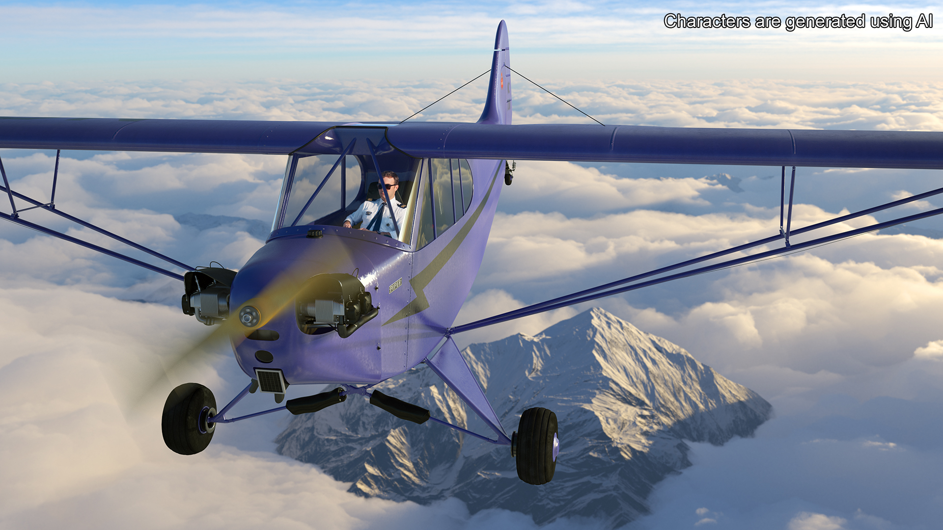 3D Piper J-3 Cub Light Aircraft model