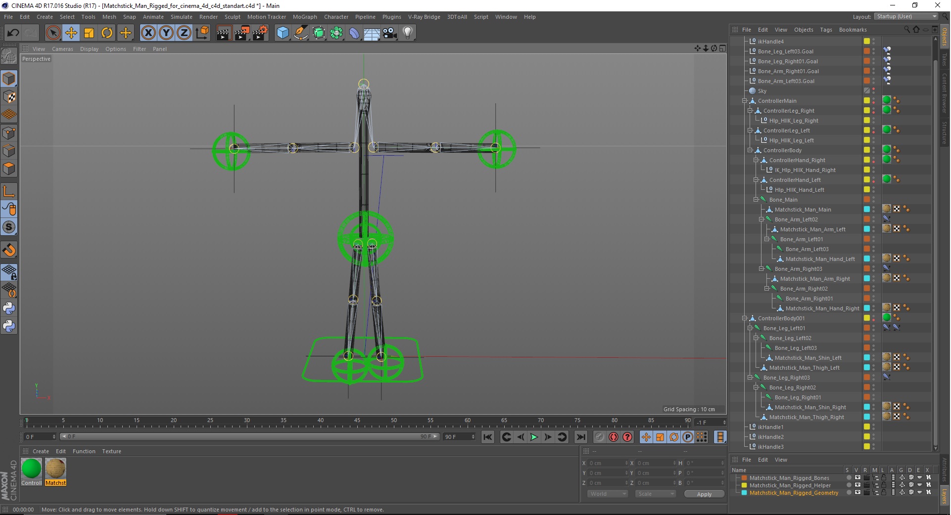 3D model Matchstick Man Rigged for Cinema 4D