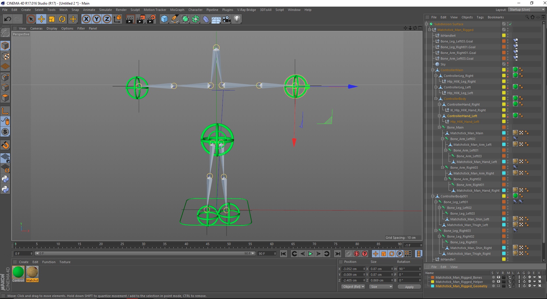 3D model Matchstick Man Rigged for Cinema 4D