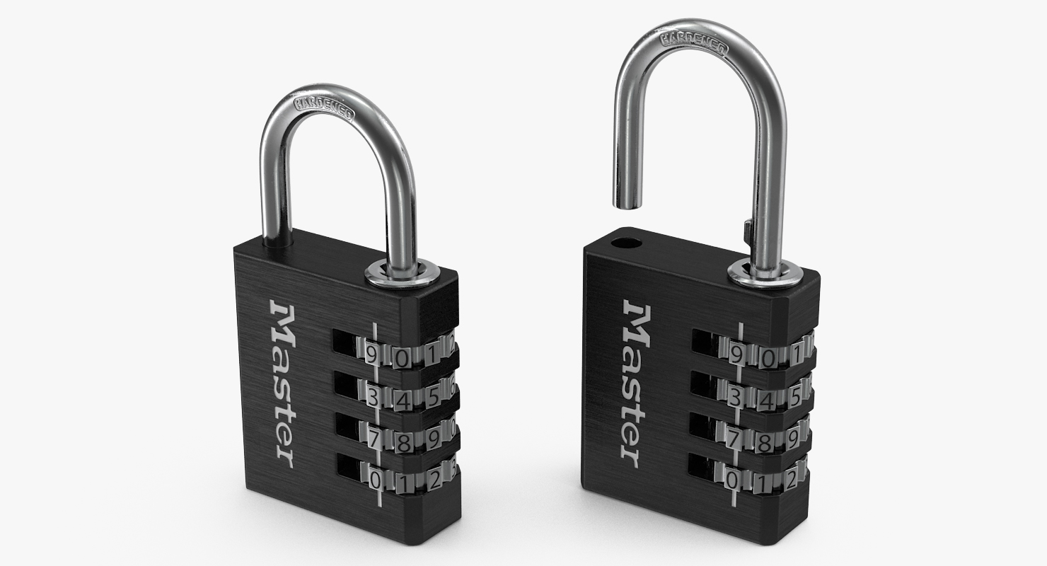 Combination Padlock Master Black 3D