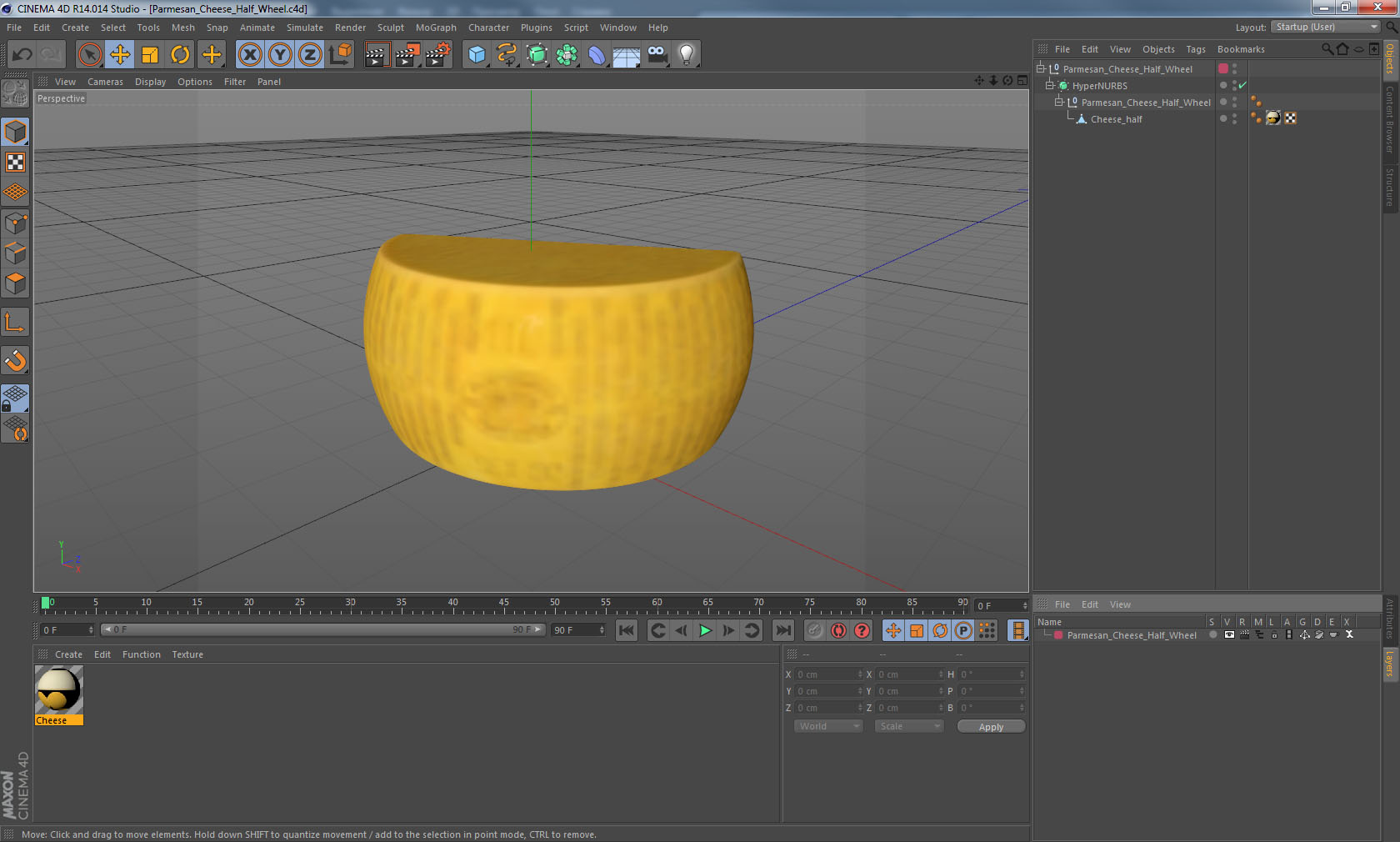 3D Parmesan Cheese Half Wheel