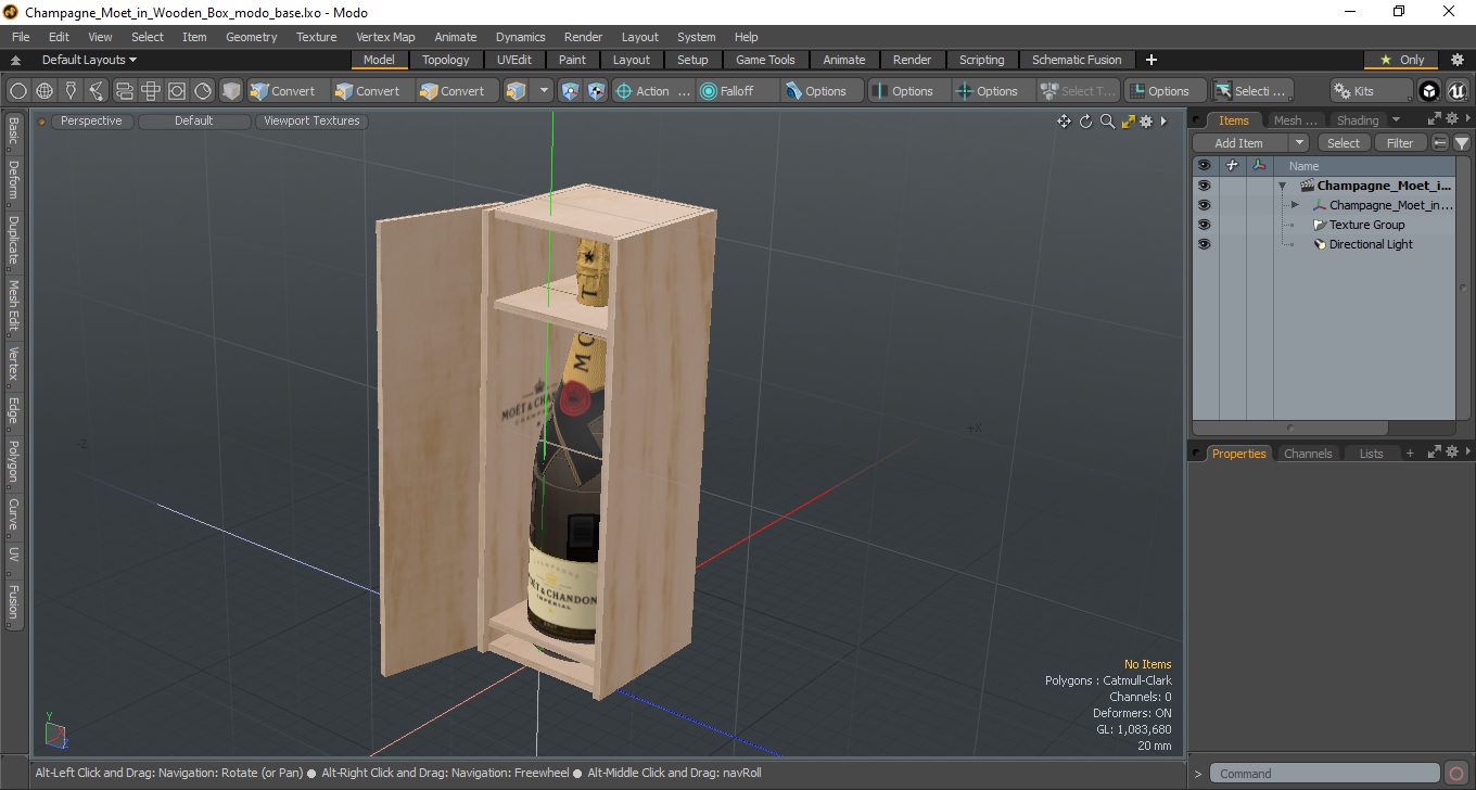 3D Champagne Moet in Wooden Box model