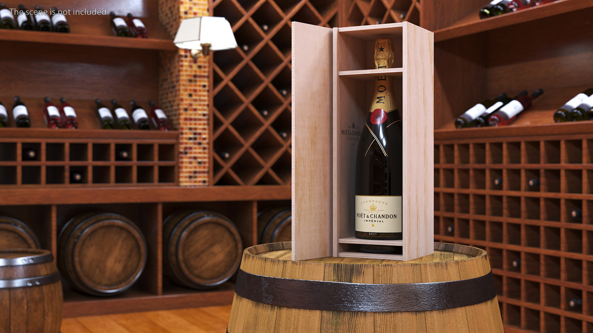 3D Champagne Moet in Wooden Box model